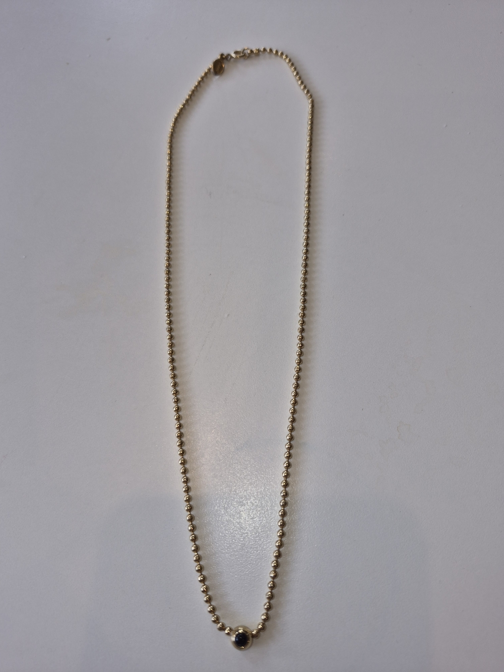 Avon Vintage Gold-Tone Beaded Necklace with Black Stone Accent